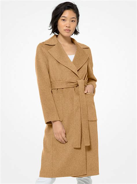 robe michael kors bleur marine|Double Face Wool Blend Robe Coat .